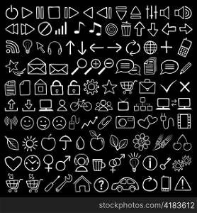web icons on black background