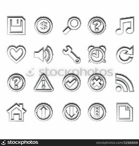 web icons ready for design against white background, abstract vector art illustration
