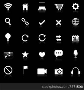 Web icons with reflect on black background, stock vector
