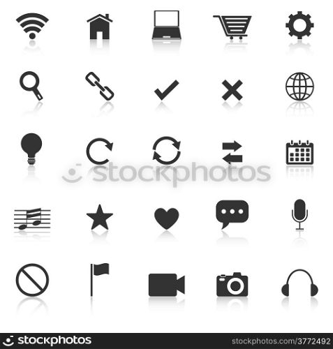 Web icons with reflect on white background, stock vector