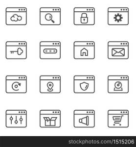web interface simple thin line icons set vector illustration