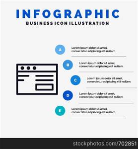 Web , Internet, Study, School Line icon with 5 steps presentation infographics Background