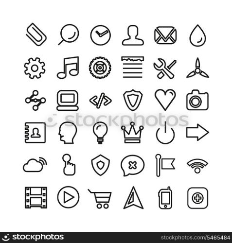 Web line icon set. Ultra thin icons isolated on white