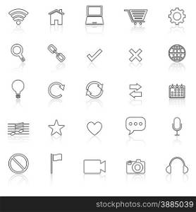Web line icons with reflect on white, stock vector