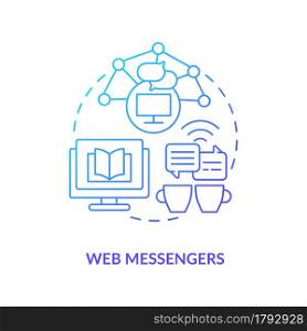Web messenger blue gradient concept icon. Digital texting platform. Online communication service. Messaging software abstract idea thin line illustration. Vector isolated outline color drawing. Web messenger blue gradient concept icon