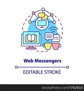 Web messenger concept icon. Digital texting platform. Online communication service. Messaging software abstract idea thin line illustration. Vector isolated outline color drawing. Editable stroke. Web messenger concept icon