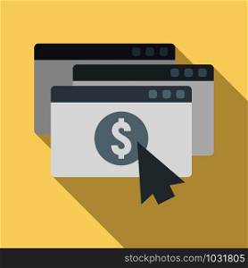 Web money page icon. Flat illustration of web money page vector icon for web design. Web money page icon, flat style