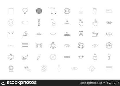 Web objects black color set outline style vector illustration. Web objects black color set outline style image