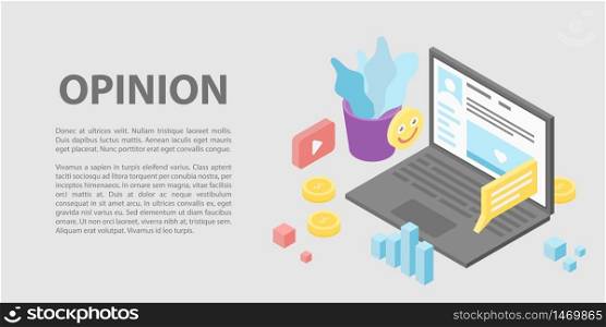 Web opinion concept banner. Isometric illustration of web opinion vector concept banner for web design. Web opinion concept banner, isometric style
