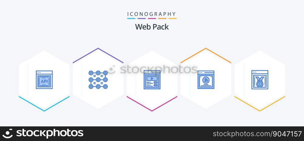 Web Pack 25 Blue icon pack including web performance. split testing. custom content. method. testing