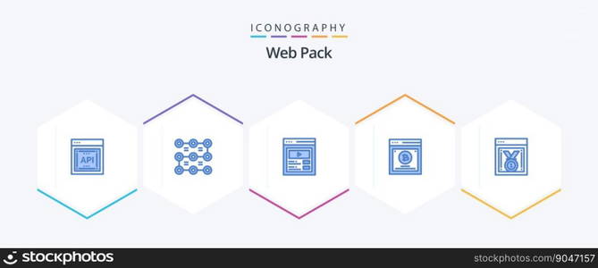 Web Pack 25 Blue icon pack including web performance. split testing. custom content. method. testing