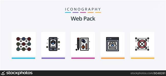 Web Pack Line Filled 5 Icon Pack Including data center. split testing. organization page. method. testing. Creative Icons Design