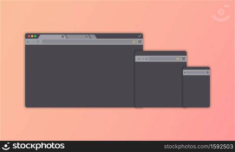 Web page banner. Browser window. Dark theme. Vector on isolated background. EPS 10.. Web page banner. Browser window. Dark theme. Vector on isolated background. EPS 10