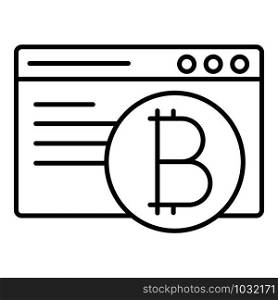 Web page bitcoin icon. Outline web page bitcoin vector icon for web design isolated on white background. Web page bitcoin icon, outline style