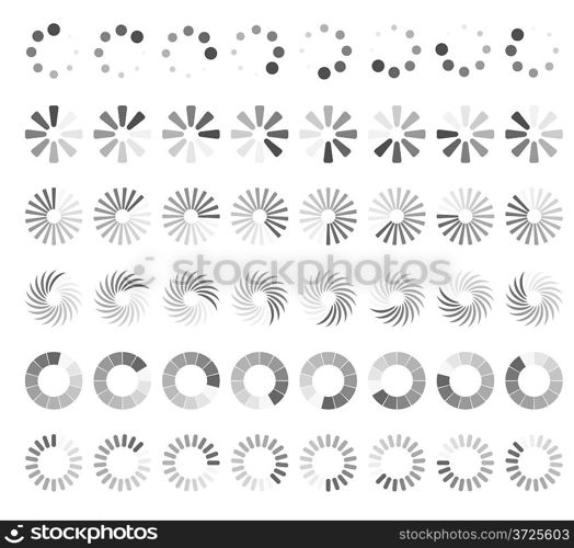 Web page loading status icons isolated on white background.