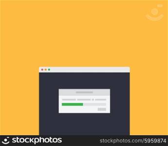 Web page message exclamation window. Warning message. Loading progress bar. Loading bar and loading icon, download and loader, bar and website, upload interface, web indication, load internet