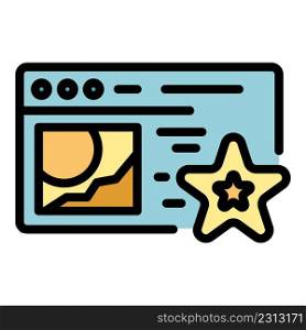 Web page product review icon. Outline web page product review vector icon color flat isolated. Web page product review icon color outline vector