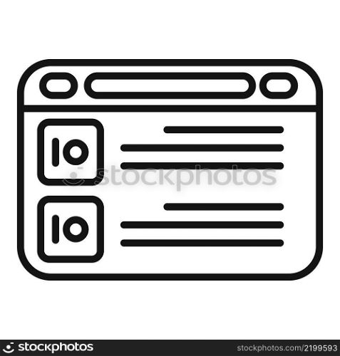 Web page store icon outline vector. Internet card. Digital computer. Web page store icon outline vector. Internet card