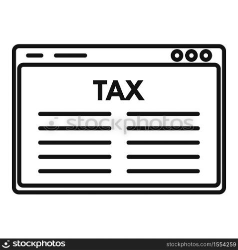Web page tax icon. Outline web page tax vector icon for web design isolated on white background. Web page tax icon, outline style