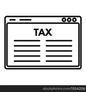 Web page tax icon. Outline web page tax vector icon for web design isolated on white background. Web page tax icon, outline style