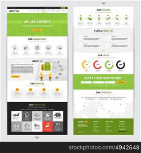 Web Page Vertical Design Set. Web page vertical design set with new project symbols flat isolated vector illustration