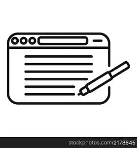 Web page writing icon outline vector. Text message. Note article. Web page writing icon outline vector. Text message