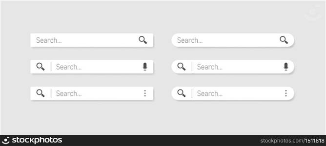Web search. Search bar set vector interface elements with search button EPS 10. Web search. Search bar set vector interface elements with search button. EPS 10
