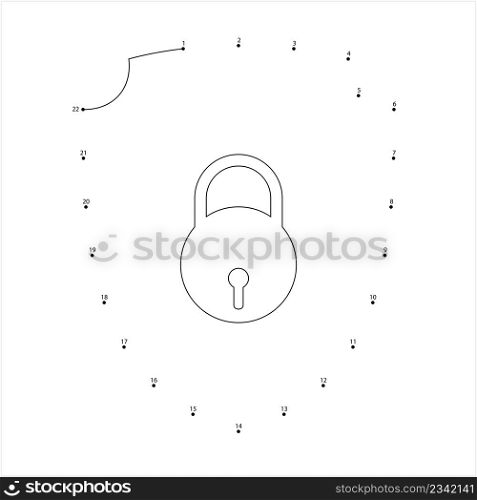 Web Security Shield Protection Connect The Dots Vector Art Illustration, Puzzle Game Containing A Sequence Of Numbered Dots