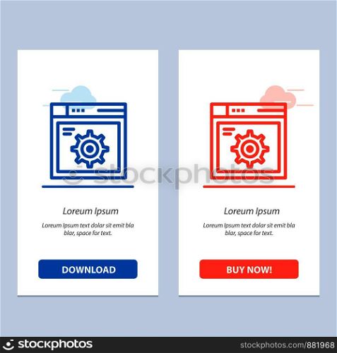 Web, Setting, Gear, Internet Blue and Red Download and Buy Now web Widget Card Template