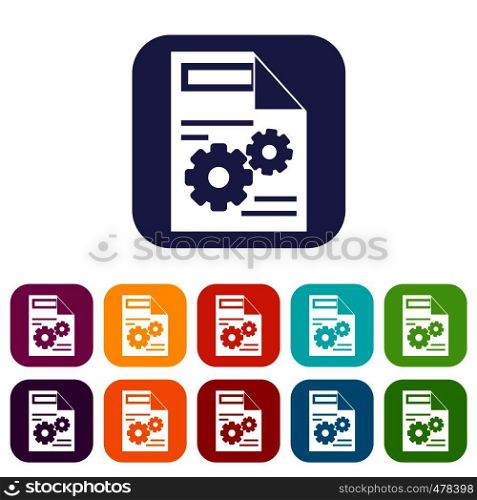 Web setting icons set vector illustration in flat style in colors red, blue, green, and other. Web setting icons set