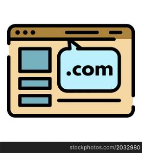 Web site domain icon. Outline web site domain vector icon color flat isolated. Web site domain icon color outline vector