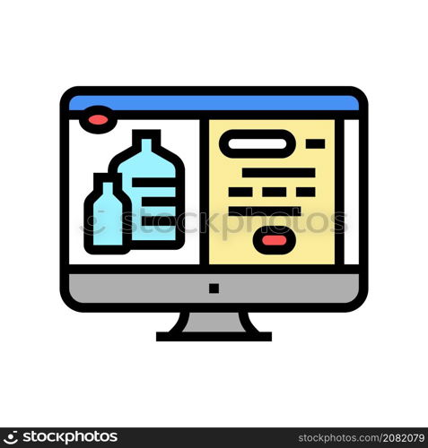 web site for ordering water in internet online color icon vector. web site for ordering water in internet online sign. isolated symbol illustration. web site for ordering water in internet online color icon vector illustration