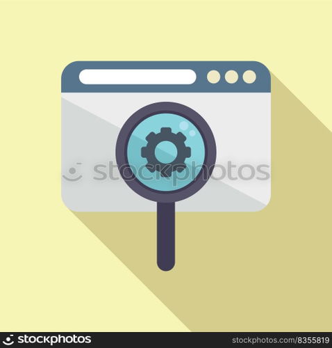 Web solution search icon flat vector. Creative problem. Design idea. Web solution search icon flat vector. Creative problem