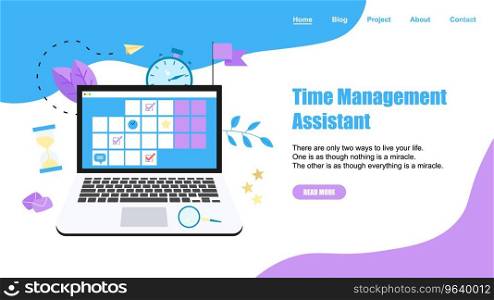 Web template online time management assistant Vector Image