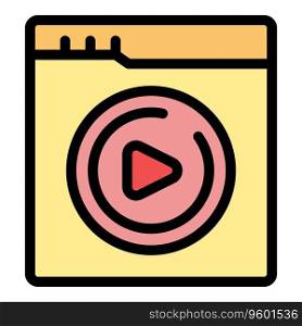 Web video online icon outline vector. Chess game. Computer bet color flat. Web video online icon vector flat