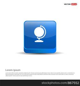 Web World Globe Icon - 3d Blue Button.