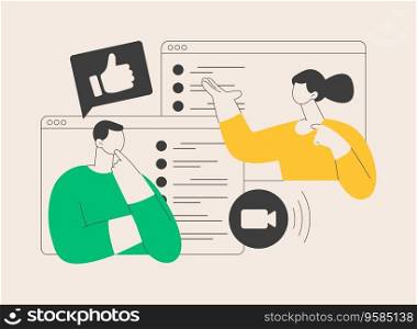 Webinar abstract concept vector illustration. Web seminars and webcasts, peer level meetings, online education, collaborative services, internet event, video call, writing notes abstract metaphor.. Webinar abstract concept vector illustration.