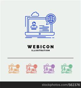 webinar, forum, online, seminar, website 5 Color Line Web Icon Template isolated on white. Vector illustration. Vector EPS10 Abstract Template background