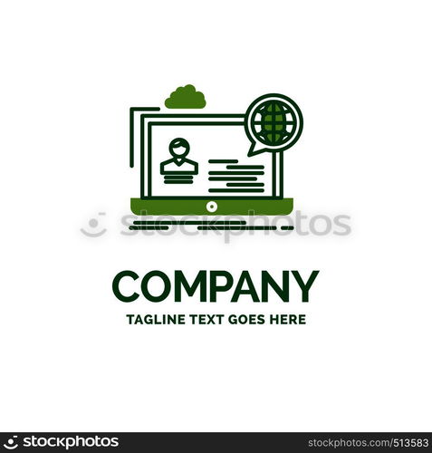 webinar, forum, online, seminar, website Flat Business Logo template. Creative Green Brand Name Design.