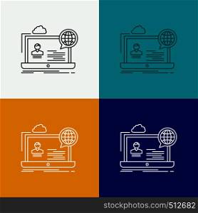 webinar, forum, online, seminar, website Icon Over Various Background. Line style design, designed for web and app. Eps 10 vector illustration. Vector EPS10 Abstract Template background