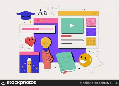 Webinar,Online Education Social Media Design for Business, Education purpose- modern simple colorful vector design template. Vector Illustration