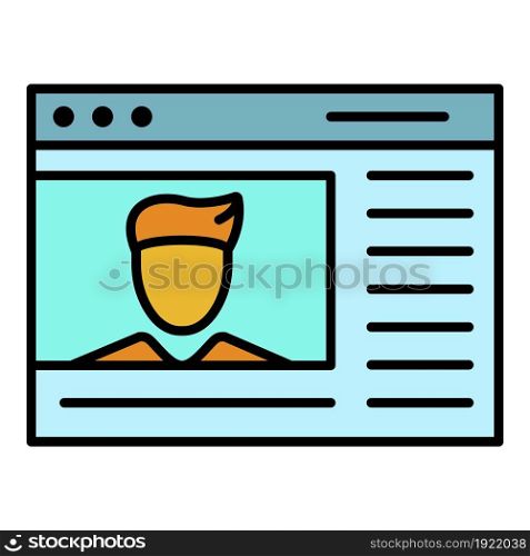 Webinar start page icon. Outline webinar start page vector icon color flat isolated on white. Webinar start page icon color outline vector