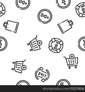 Webshop Internet Store Seamless Pattern Vector Thin Line. Illustrations. Webshop Internet Store Seamless Pattern Vector