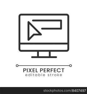 Website address pixel perfect linear icon. Business online. Searching engine. Seeking information. Thin line illustration. Contour symbol. Vector outline drawing. Editable stroke. Poppins font used. Website address pixel perfect linear icon