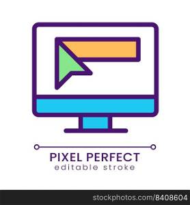 Website address pixel perfect RGB color icon. Business online. Searching engine. Seeking information. Isolated vector illustration. Simple filled line drawing. Editable stroke. Poppins font used. Website address pixel perfect RGB color icon