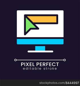 Website address pixel perfect RGB color icon for dark theme. Business online. Searching engine. Simple filled line drawing on night mode background. Editable stroke. Poppins font used. Website address pixel perfect RGB color icon for dark theme