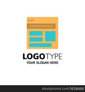 Website, Browser, Business, Corporate, Page, Web, Webpage Business Logo Template. Flat Color