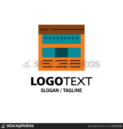 Website, Browser, Business, Corporate, Page, Web, Webpage Business Logo Template. Flat Color