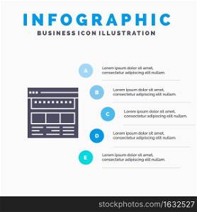Website, Browser, Business, Corporate, Page, Web, Webpage Solid Icon Infographics 5 Steps Presentation Background