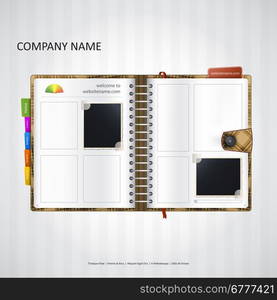 Website design template with notebook, organizer